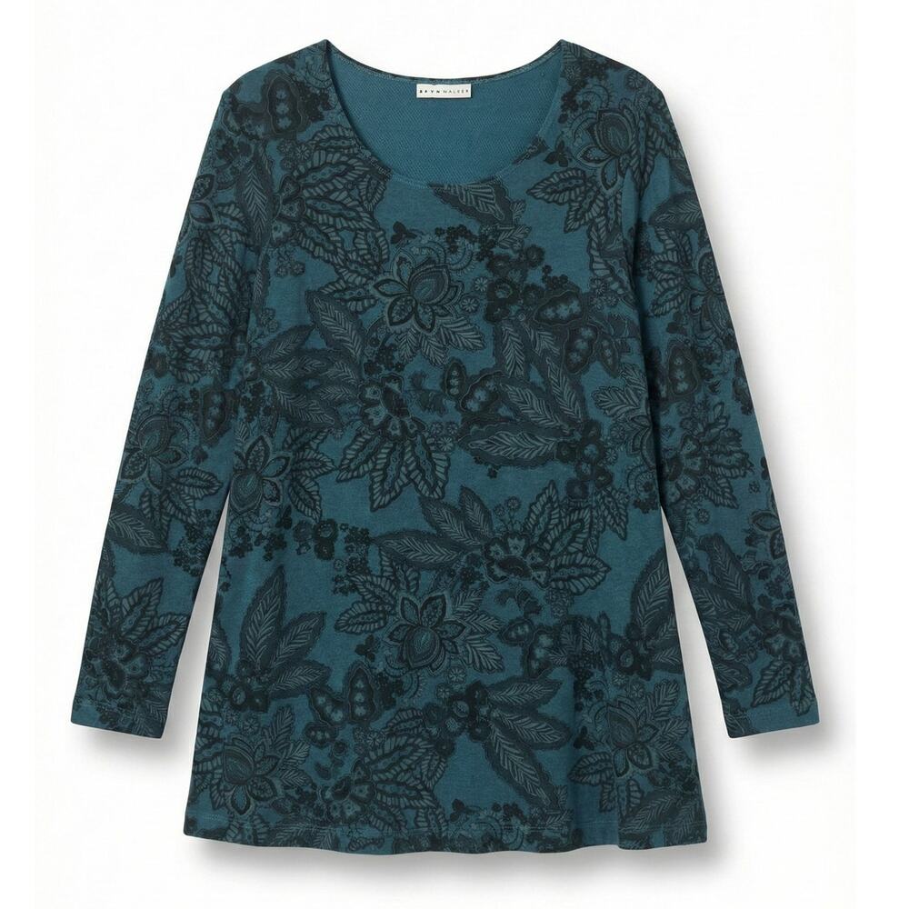 Bryn Walker Womens S Artsy Boho Minimalist‎ Elegant Whimsigoth Floral Tunic Top